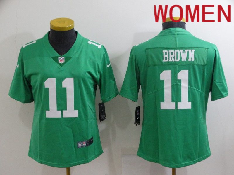 Women Philadelphia Eagles #11 Brown Light Green 2022 Nike Limited Vapor Untouchable NFL Jersey->women nfl jersey->Women Jersey